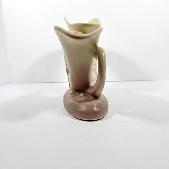 Vintage Hull Art Pottery MCM Magnolia Double Cornucopia Vase Pink & Yellow 6-12 - Picture 4 of 9